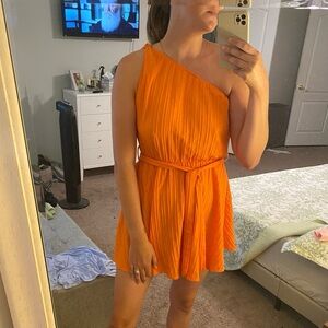 Orange One Shoulder Romper